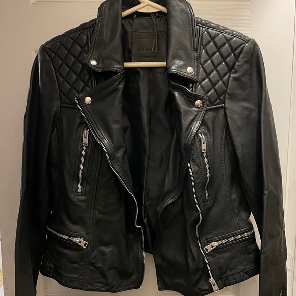 ALLSAINTS CATCH LEATHER BIKER JACKET - Picture 2 of 7